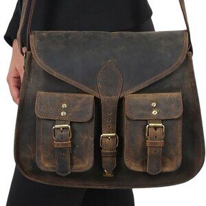 Leather Man Bag or Woman Bag Medium Size Rugged Casual NEW